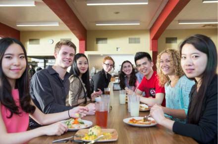 Students eating lunch in The Caf.