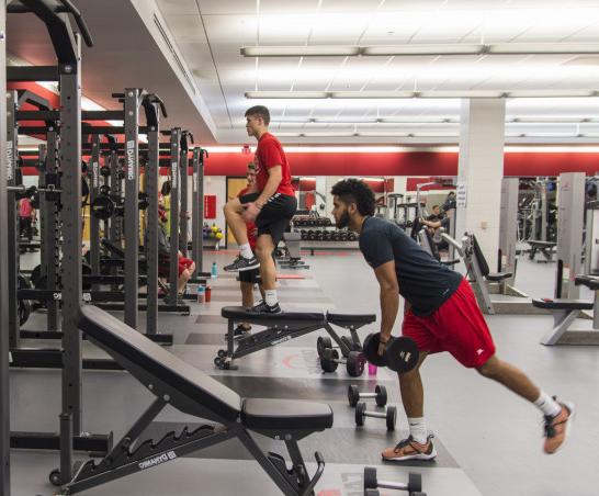 Students work out in the Semler Fitness Center.