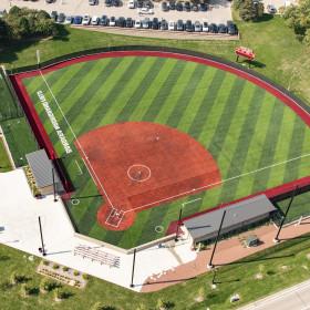 An aerial view of Wiers Family Stadium 和 Barbara Madrigrano Field.